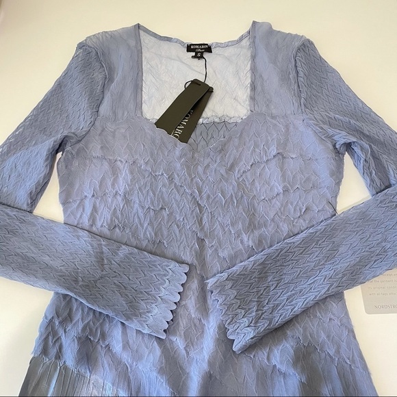 NWT Komarov Charmeuse Chiffon Long Sleeve Midi Dress Persian Violet Small - Picture 12 of 16